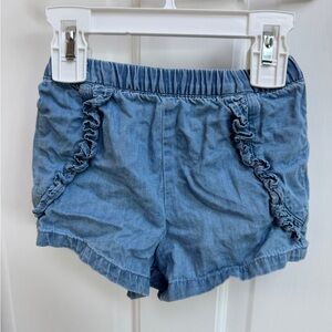 NWOT The Children's Place 3T Girls Light Blue Denim Ruffled Soft Shorts